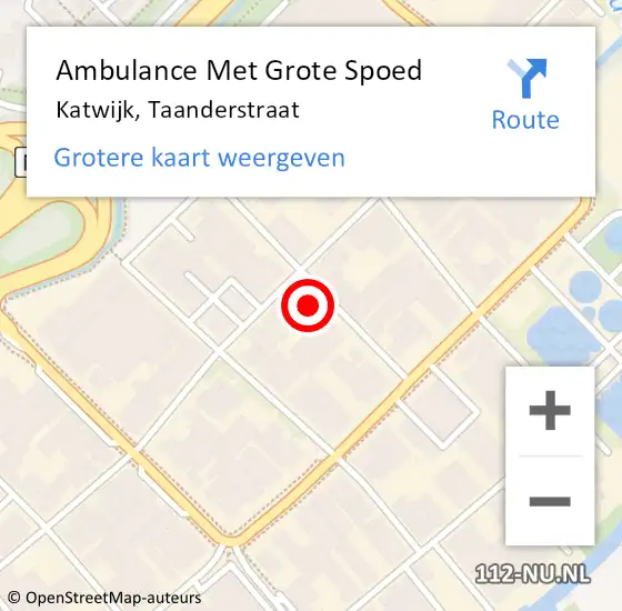 Locatie op kaart van de 112 melding: Ambulance Met Grote Spoed Naar Katwijk, Taanderstraat op 2 januari 2025 12:25