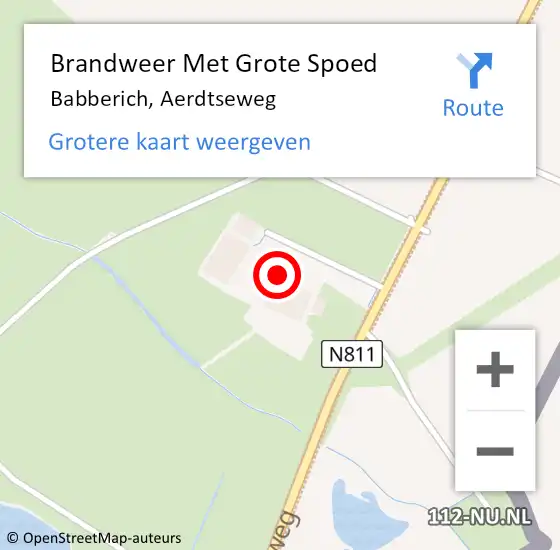 Locatie op kaart van de 112 melding: Brandweer Met Grote Spoed Naar Babberich, Aerdtseweg op 2 januari 2025 12:31