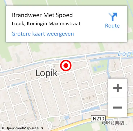 Locatie op kaart van de 112 melding: Brandweer Met Spoed Naar Lopik, Koningin Máximastraat op 2 januari 2025 12:34