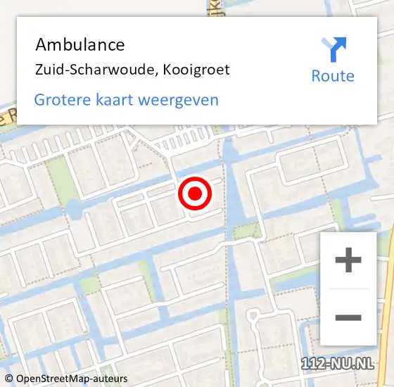 Locatie op kaart van de 112 melding: Ambulance Zuid-Scharwoude, Kooigroet op 2 januari 2025 12:37