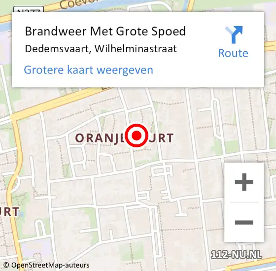 Locatie op kaart van de 112 melding: Brandweer Met Grote Spoed Naar Dedemsvaart, Wilhelminastraat op 2 januari 2025 12:37