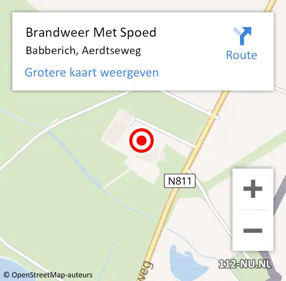 Locatie op kaart van de 112 melding: Brandweer Met Spoed Naar Babberich, Aerdtseweg op 2 januari 2025 12:58