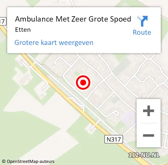 Locatie op kaart van de 112 melding: Ambulance Met Zeer Grote Spoed Naar Etten op 2 januari 2025 13:08