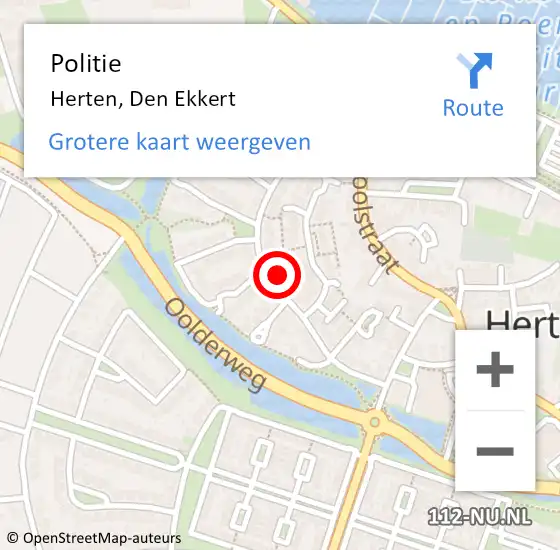 Locatie op kaart van de 112 melding: Politie Herten, Den Ekkert op 2 januari 2025 13:41