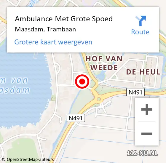 Locatie op kaart van de 112 melding: Ambulance Met Grote Spoed Naar Maasdam, Trambaan op 1 november 2014 14:54