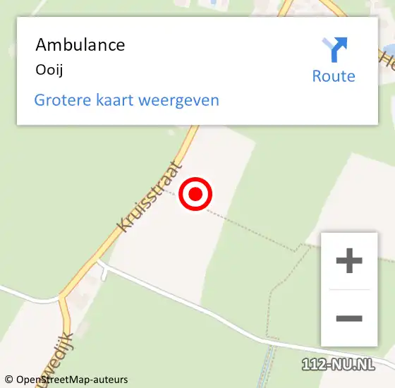 Locatie op kaart van de 112 melding: Ambulance Ooij op 2 januari 2025 13:47