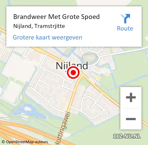 Locatie op kaart van de 112 melding: Brandweer Met Grote Spoed Naar Nijland, Tramstrjitte op 2 januari 2025 13:51