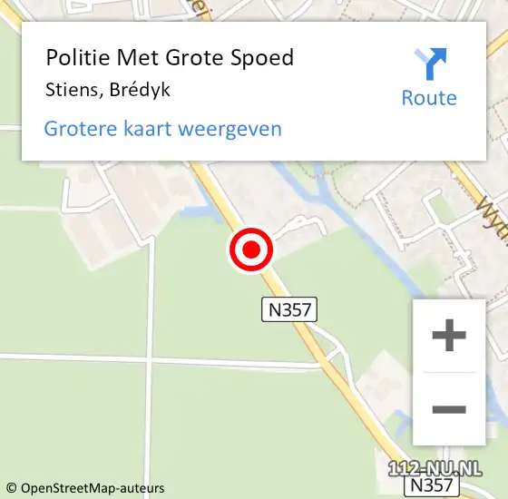 Locatie op kaart van de 112 melding: Politie Met Grote Spoed Naar Stiens, Brédyk op 2 januari 2025 13:52