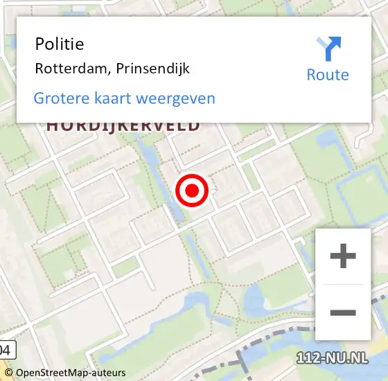 Locatie op kaart van de 112 melding: Politie Rotterdam, Prinsendijk op 2 januari 2025 14:13