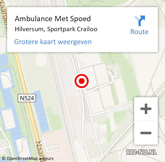 Locatie op kaart van de 112 melding: Ambulance Met Spoed Naar Hilversum, Sportpark Crailoo op 19 oktober 2013 15:04