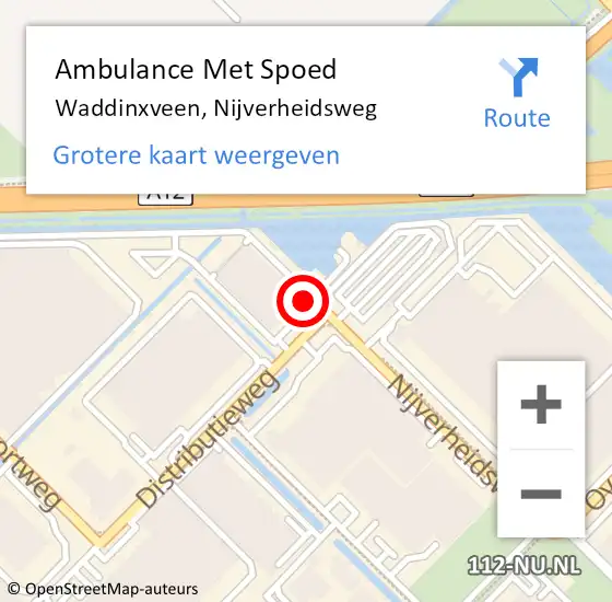 Locatie op kaart van de 112 melding: Ambulance Met Spoed Naar Waddinxveen, Nijverheidsweg op 2 januari 2025 15:09