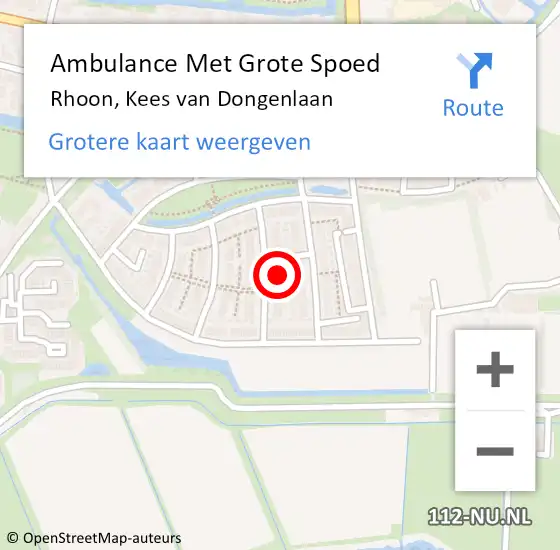 Locatie op kaart van de 112 melding: Ambulance Met Grote Spoed Naar Rhoon, Kees van Dongenlaan op 2 januari 2025 15:12