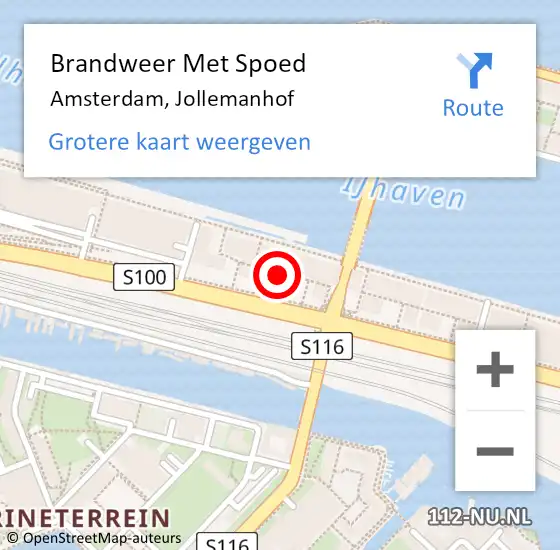 Locatie op kaart van de 112 melding: Brandweer Met Spoed Naar Amsterdam, Jollemanhof op 2 januari 2025 15:13