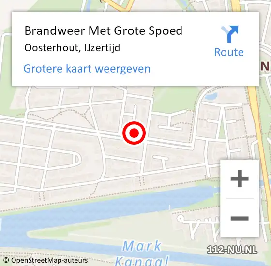 Locatie op kaart van de 112 melding: Brandweer Met Grote Spoed Naar Oosterhout, IJzertijd op 2 januari 2025 15:23