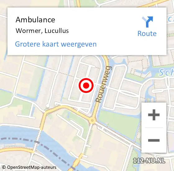 Locatie op kaart van de 112 melding: Ambulance Wormer, Lucullus op 2 januari 2025 15:24