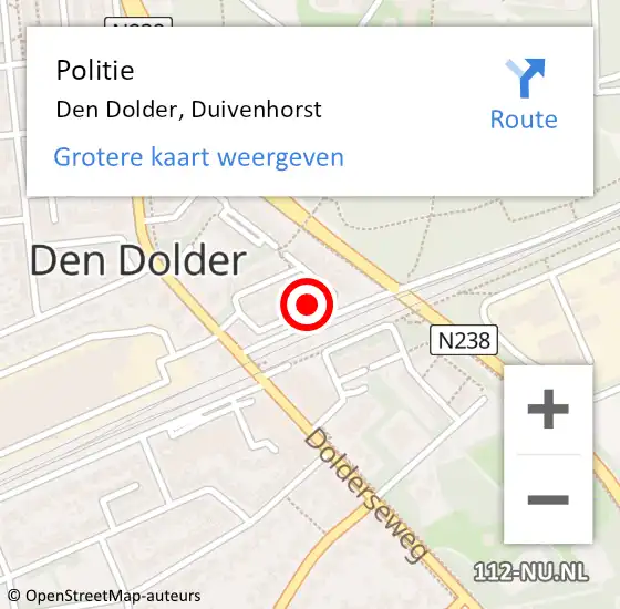 Locatie op kaart van de 112 melding: Politie Den Dolder, Duivenhorst op 2 januari 2025 15:40