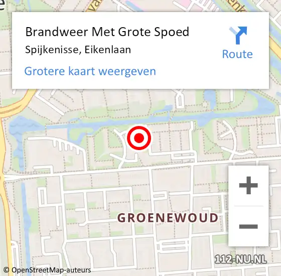 Locatie op kaart van de 112 melding: Brandweer Met Grote Spoed Naar Spijkenisse, Eikenlaan op 2 januari 2025 15:47