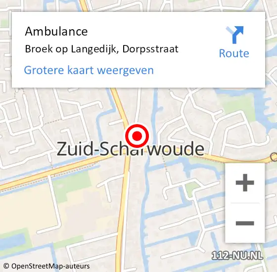 Locatie op kaart van de 112 melding: Ambulance Broek op Langedijk, Dorpsstraat op 2 januari 2025 16:00