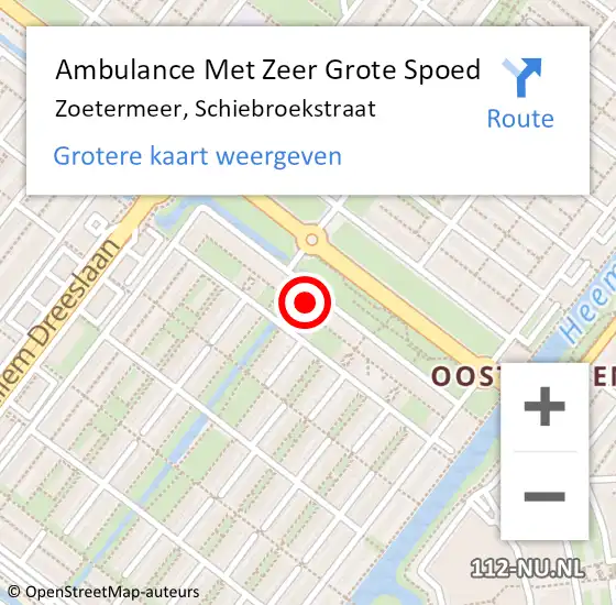 Locatie op kaart van de 112 melding: Ambulance Met Zeer Grote Spoed Naar Zoetermeer, Schiebroekstraat op 2 januari 2025 16:03