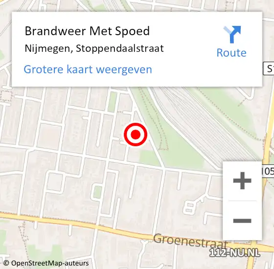 Locatie op kaart van de 112 melding: Brandweer Met Spoed Naar Nijmegen, Stoppendaalstraat op 2 januari 2025 16:06