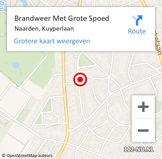 Locatie op kaart van de 112 melding: Brandweer Met Grote Spoed Naar Naarden, Kuyperlaan op 2 januari 2025 16:09