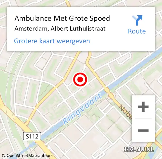 Locatie op kaart van de 112 melding: Ambulance Met Grote Spoed Naar Amsterdam, Albert Luthulistraat op 2 januari 2025 16:12