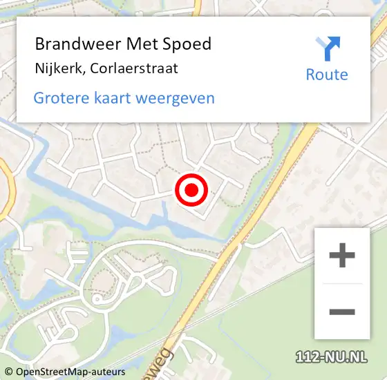 Locatie op kaart van de 112 melding: Brandweer Met Spoed Naar Nijkerk, Corlaerstraat op 2 januari 2025 16:12