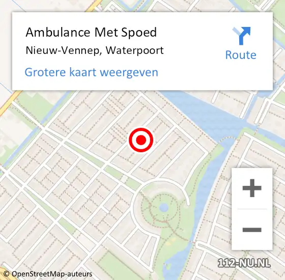 Locatie op kaart van de 112 melding: Ambulance Met Spoed Naar Nieuw-Vennep, Waterpoort op 2 januari 2025 16:40