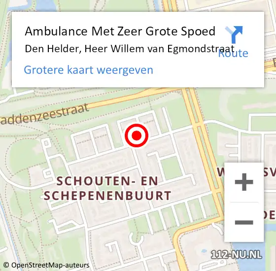 Locatie op kaart van de 112 melding: Ambulance Met Zeer Grote Spoed Naar Den Helder, Heer Willem van Egmondstraat op 2 januari 2025 16:47