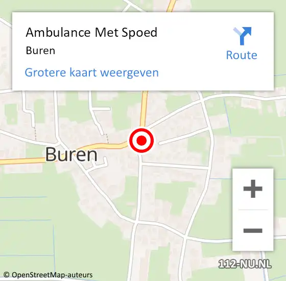 Locatie op kaart van de 112 melding: Ambulance Met Spoed Naar Buren op 2 januari 2025 17:05