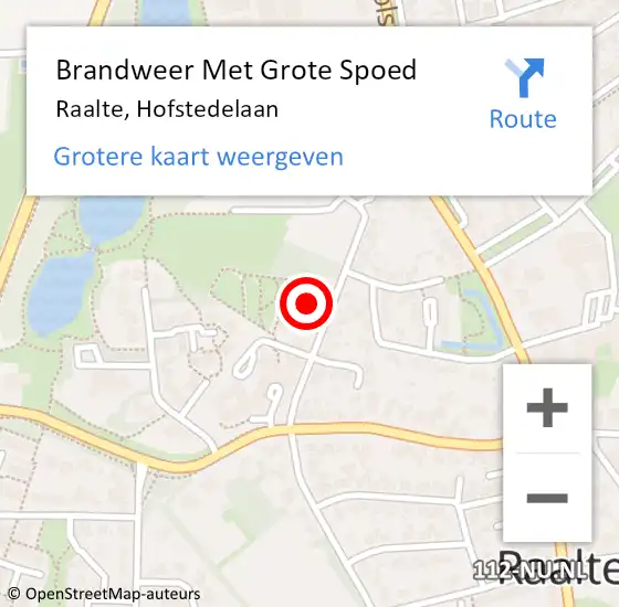 Locatie op kaart van de 112 melding: Brandweer Met Grote Spoed Naar Raalte, Hofstedelaan op 2 januari 2025 17:09