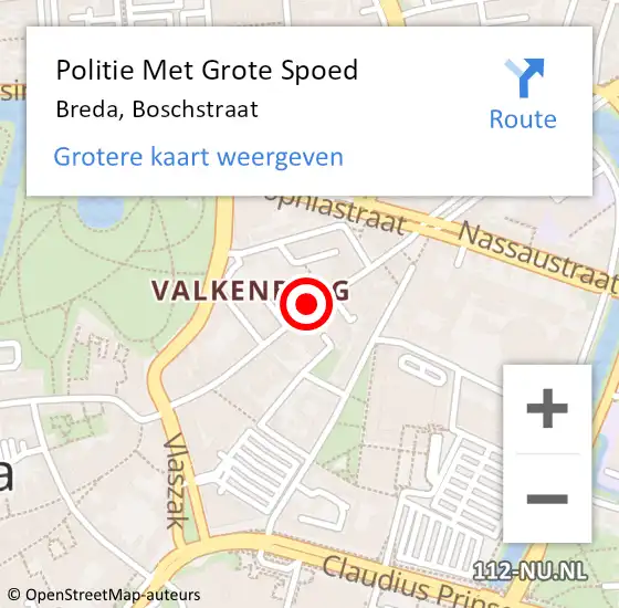 Locatie op kaart van de 112 melding: Politie Met Grote Spoed Naar Breda, Boschstraat op 2 januari 2025 17:36