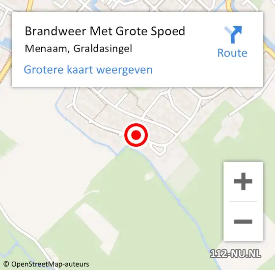 Locatie op kaart van de 112 melding: Brandweer Met Grote Spoed Naar Menaam, Graldasingel op 2 januari 2025 17:41