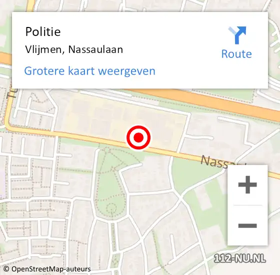 Locatie op kaart van de 112 melding: Politie Vlijmen, Nassaulaan op 1 november 2014 15:22