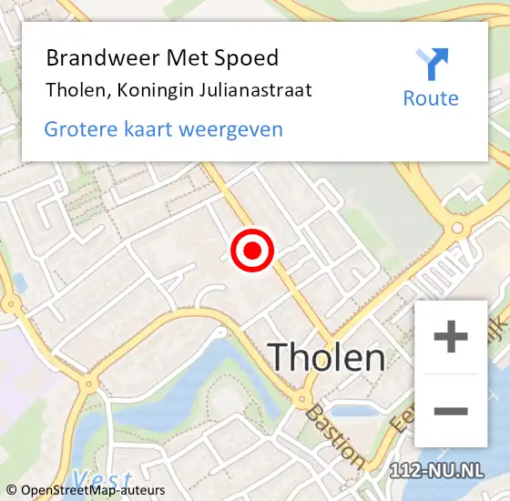 Locatie op kaart van de 112 melding: Brandweer Met Spoed Naar Tholen, Koningin Julianastraat op 2 januari 2025 18:00