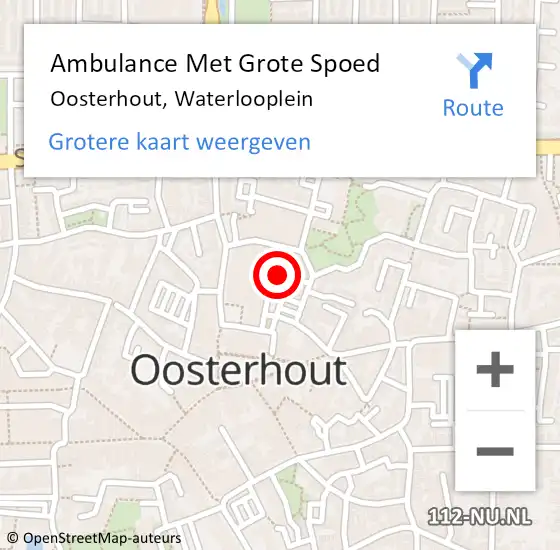 Locatie op kaart van de 112 melding: Ambulance Met Grote Spoed Naar Oosterhout, Waterlooplein op 2 januari 2025 18:05