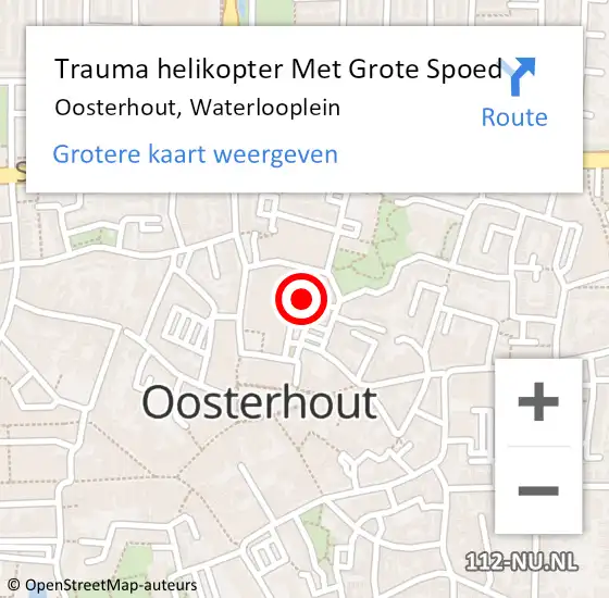 Locatie op kaart van de 112 melding: Trauma helikopter Met Grote Spoed Naar Oosterhout, Waterlooplein op 2 januari 2025 18:05