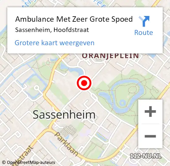 Locatie op kaart van de 112 melding: Ambulance Met Zeer Grote Spoed Naar Sassenheim, Hoofdstraat op 2 januari 2025 18:06