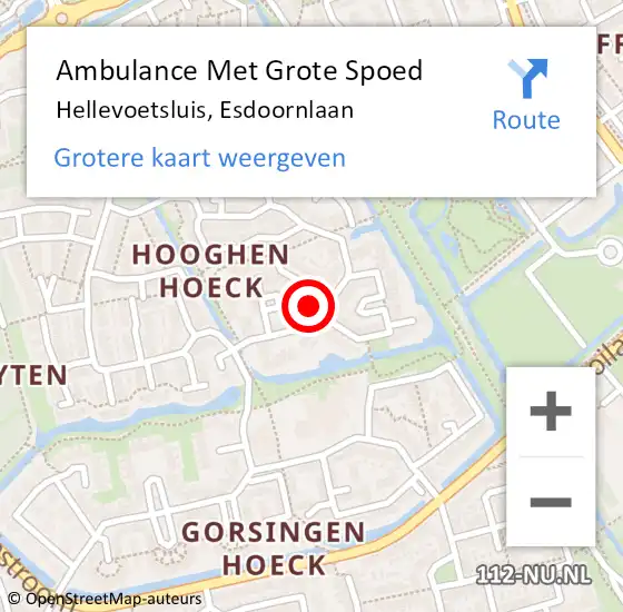 Locatie op kaart van de 112 melding: Ambulance Met Grote Spoed Naar Hellevoetsluis, Esdoornlaan op 2 januari 2025 18:15