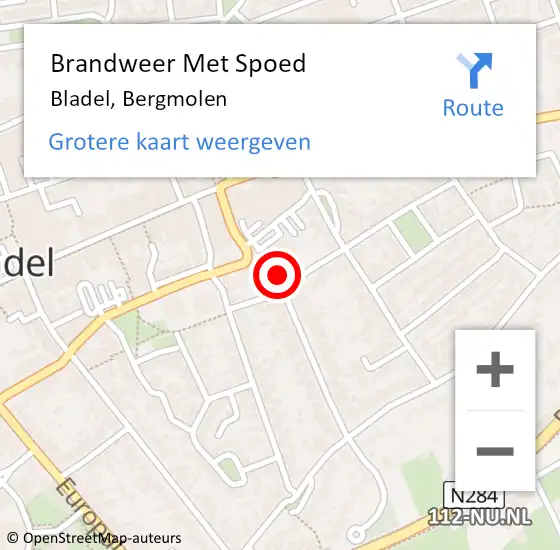 Locatie op kaart van de 112 melding: Brandweer Met Spoed Naar Bladel, Bergmolen op 2 januari 2025 18:53