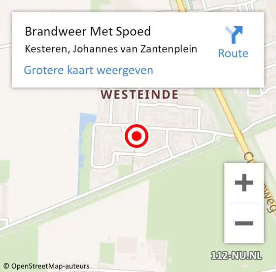 Locatie op kaart van de 112 melding: Brandweer Met Spoed Naar Kesteren, Johannes van Zantenplein op 2 januari 2025 19:01