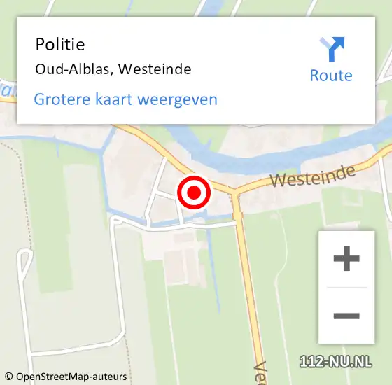 Locatie op kaart van de 112 melding: Politie Oud-Alblas, Westeinde op 2 januari 2025 19:23