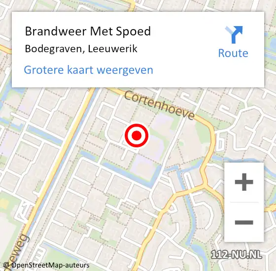 Locatie op kaart van de 112 melding: Brandweer Met Spoed Naar Bodegraven, Leeuwerik op 2 januari 2025 19:25