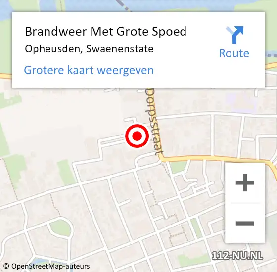 Locatie op kaart van de 112 melding: Brandweer Met Grote Spoed Naar Opheusden, Swaenenstate op 2 januari 2025 19:26