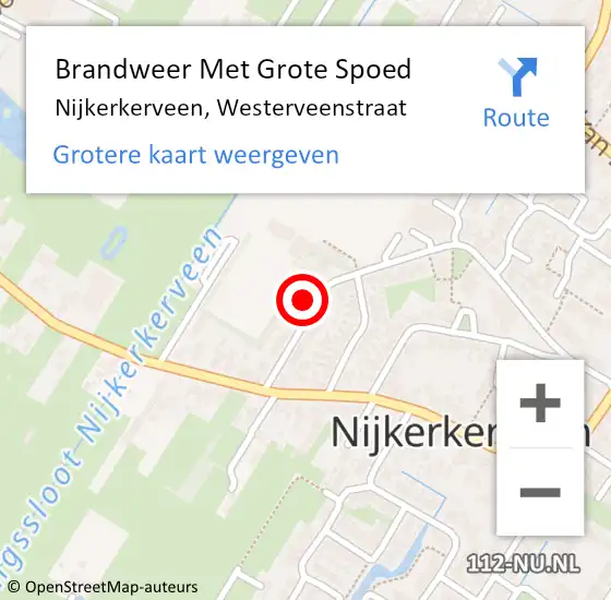 Locatie op kaart van de 112 melding: Brandweer Met Grote Spoed Naar Nijkerkerveen, Westerveenstraat op 2 januari 2025 19:27