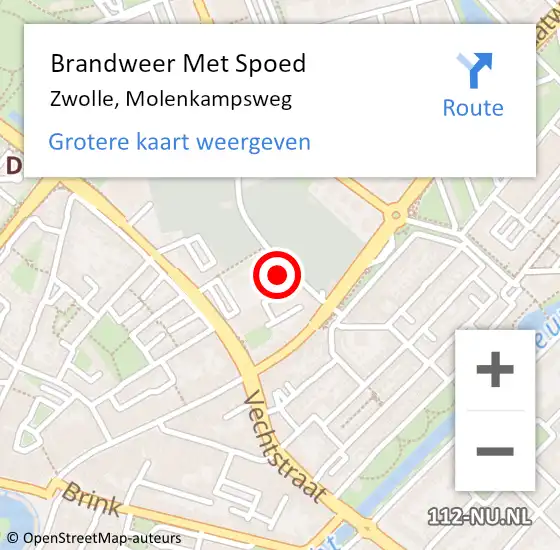 Locatie op kaart van de 112 melding: Brandweer Met Spoed Naar Zwolle, Molenkampsweg op 2 januari 2025 19:39