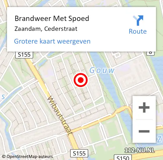 Locatie op kaart van de 112 melding: Brandweer Met Spoed Naar Zaandam, Cederstraat op 2 januari 2025 19:40