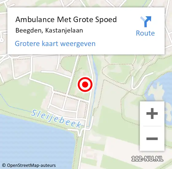 Locatie op kaart van de 112 melding: Ambulance Met Grote Spoed Naar Beegden, Kastanjelaan op 2 januari 2025 19:47