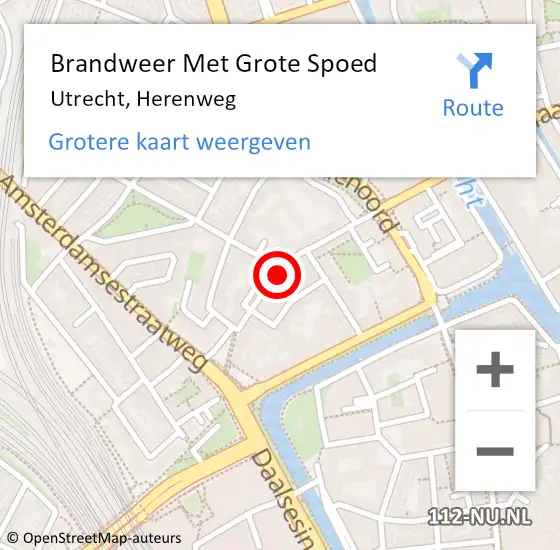 Locatie op kaart van de 112 melding: Brandweer Met Grote Spoed Naar Utrecht, Herenweg op 2 januari 2025 19:57