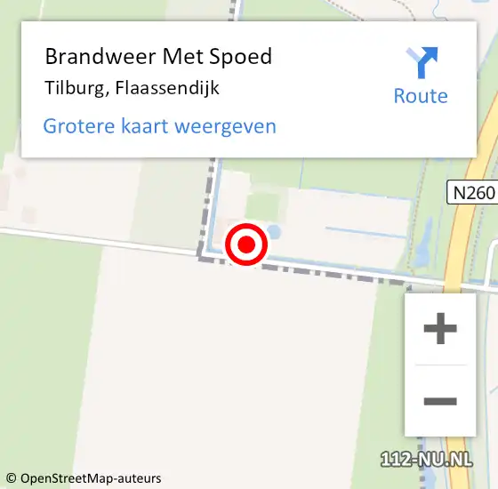 Locatie op kaart van de 112 melding: Brandweer Met Spoed Naar Tilburg, Flaassendijk op 2 januari 2025 19:59